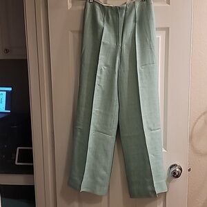 Vintage Light Green Or Aqua Wide Leg Linen Pants Sz 2